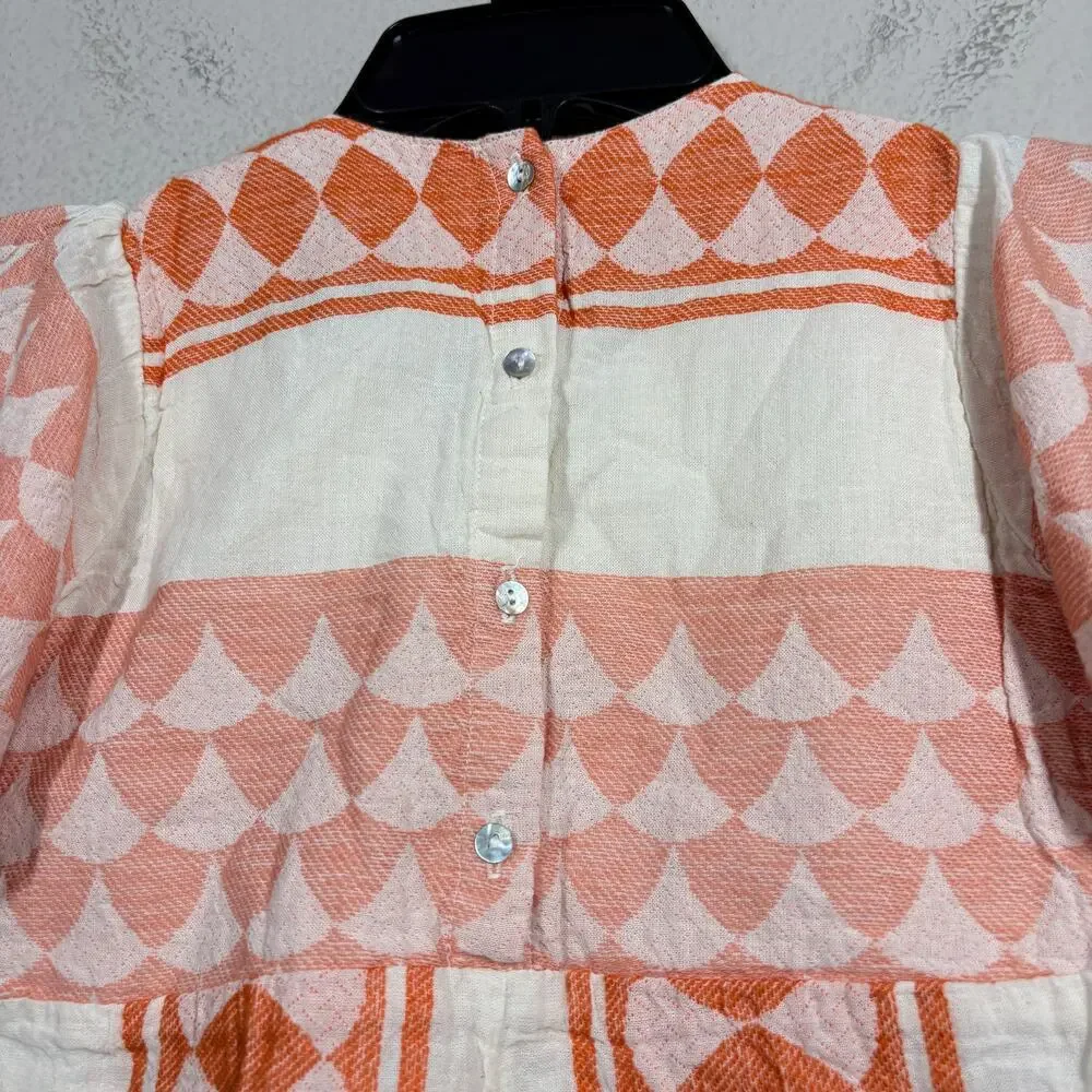Pearl and Caviar Baby Girl Size 2/4 Apricot Zakar Romper Orange Tassel